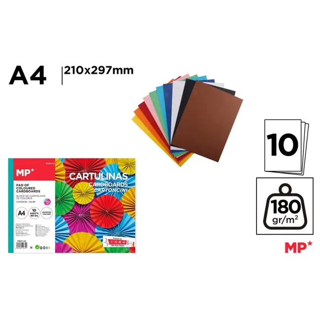 Carton color A4 Main Paper, 180g/mp, 10 file, diverse culori BPTCMR126751