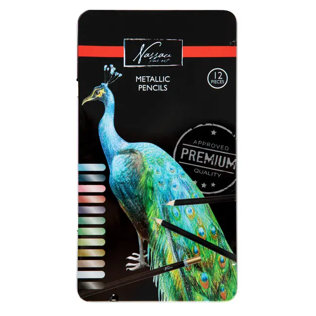 Creioane colorate, Nassau Fine Art, 12 culori metalice, in cutie metalica BPTCJK101573