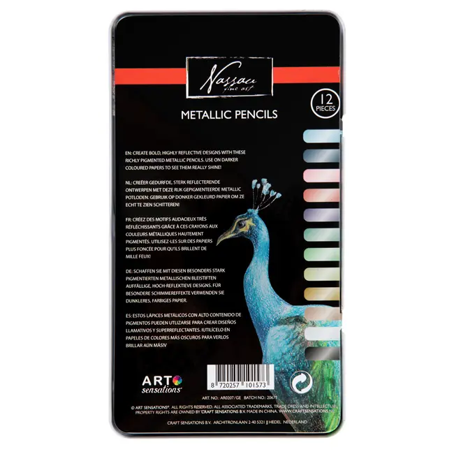 Creioane colorate, Nassau Fine Art, 12 culori metalice, in cutie metalica BPTCJK101573