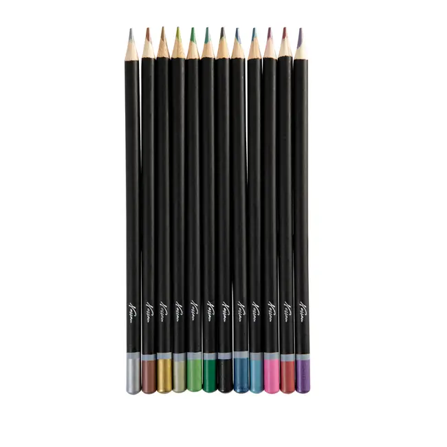 Creioane colorate, Nassau Fine Art, 12 culori metalice, in cutie metalica BPTCJK101573