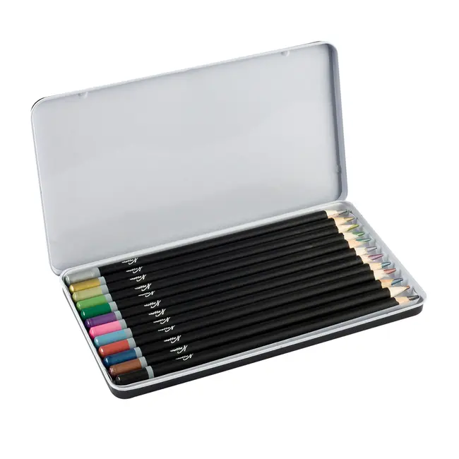 Creioane colorate, Nassau Fine Art, 12 culori metalice, in cutie metalica BPTCJK101573