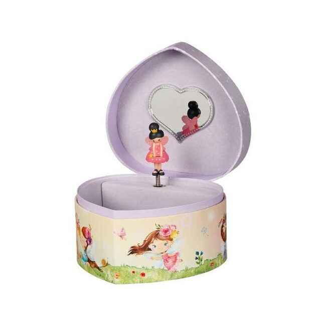 Cutie muzicala inimioara, cu zana, 14.5 x 13.5 x 8.5 cm, de lemn, goki