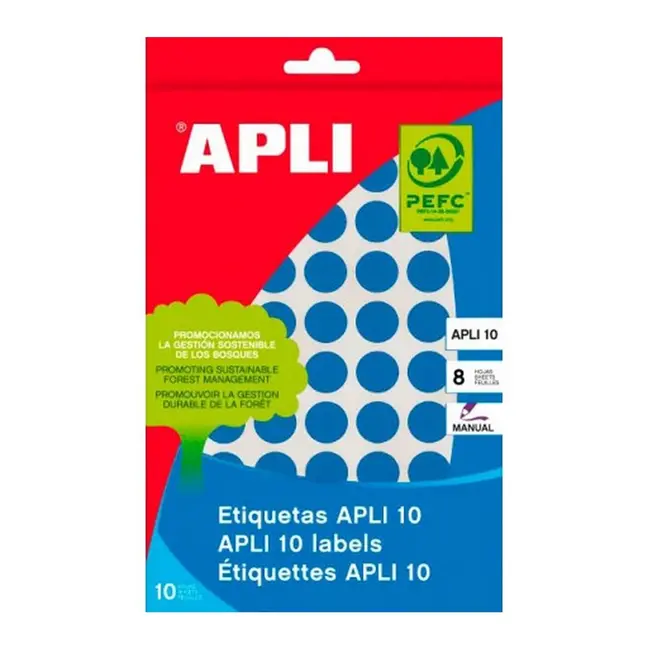 Etichete autoadezive Apli, albastru, 19 mm, 320 etichete/blister BPTCAL02743
