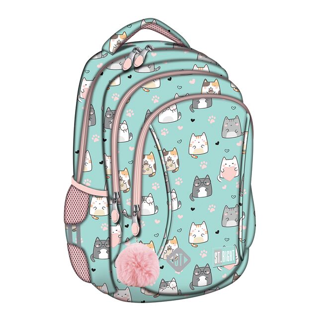 Ghiozdan scolar Majewski ST Right, BP26, Charming Cats, 3 compartimente, 39 x 27 x 17 cm BPTCMJ685040