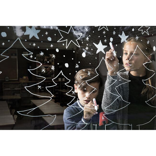 Marker pentru sticla Edding 4090, creta lichida pe baza de apa, varf retezat, 4-15 mm, albastru BPTCED409003