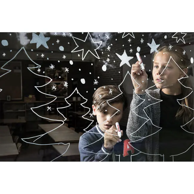 Marker pentru sticla Edding 4090, creta lichida pe baza de apa, varf retezat, 4-15 mm, albastru BPTCED409003