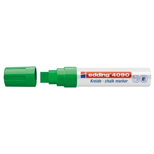 Marker pentru sticla Edding 4090, creta lichida pe baza de apa, varf retezat, 4-15 mm, verde BPTCED409004