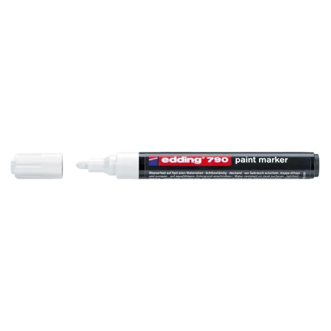 Marker permanent Edding 790, cu vopsea, corp plastic, varf rotund, 2-3 mm, alb BPTCED7900