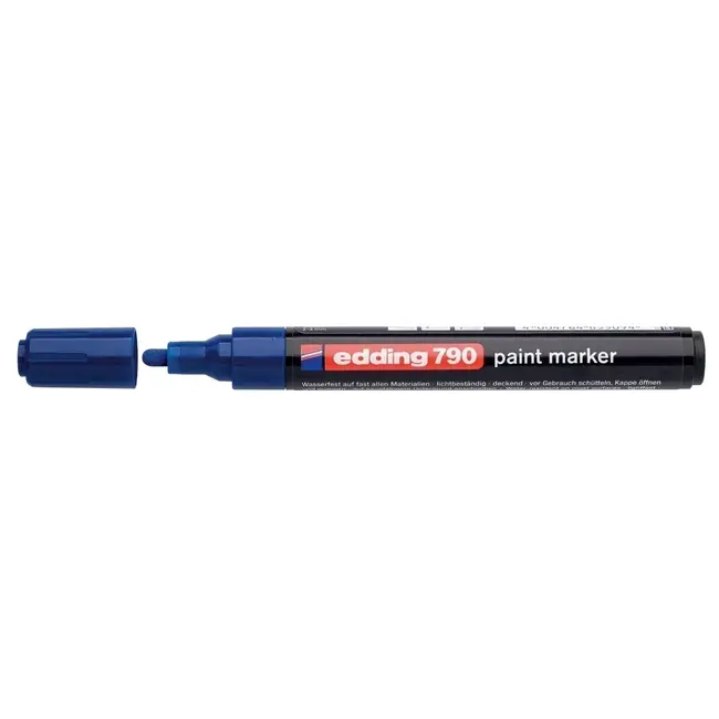 Marker permanent Edding 790, cu vopsea, corp plastic, varf rotund, 2-3 mm, albastru BPTCED7903