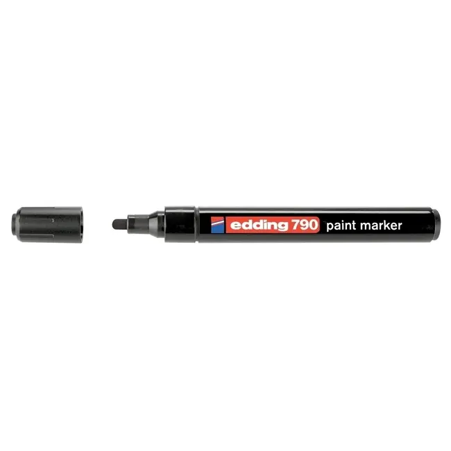 Marker permanent Edding 790, cu vopsea, corp plastic, varf rotund, 2-3 mm, negru BPTCED7901