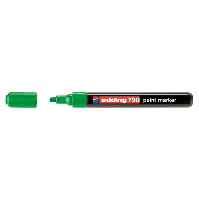 Marker permanent Edding 790, cu vopsea, corp plastic, varf rotund, 2-3 mm, verde BPTCED7904