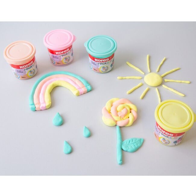 Plastilina Kores Magic Clay PASTEL, 40 g/culoare, 4 culori basic/set BPTCKS992527