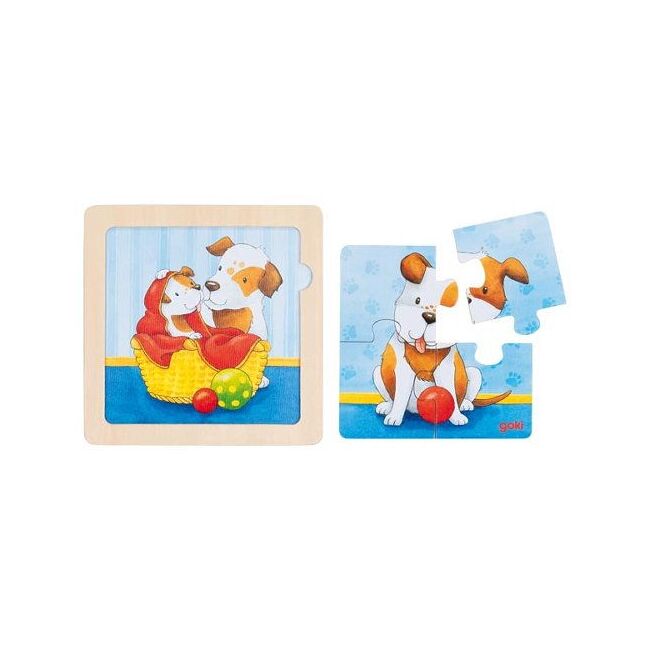 Puzzle educativ lemn 2 in 1 copii 1 an+ set 4 buc animalute   carboysafety