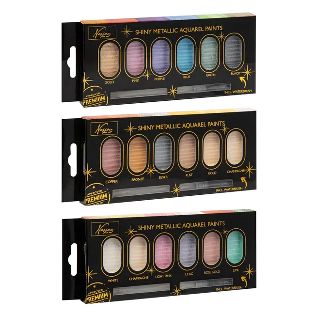 Set 6 acuarele si pensula Creative Craft, diverse culori BPTCJK000514