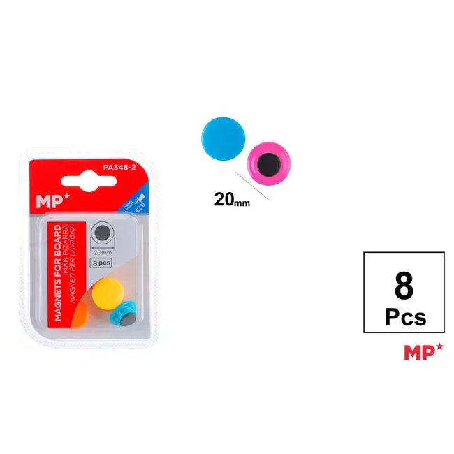 Set 8 mageti pentru tabla Main Paper, 20 mm, diverse culori blister BPTCMR999279