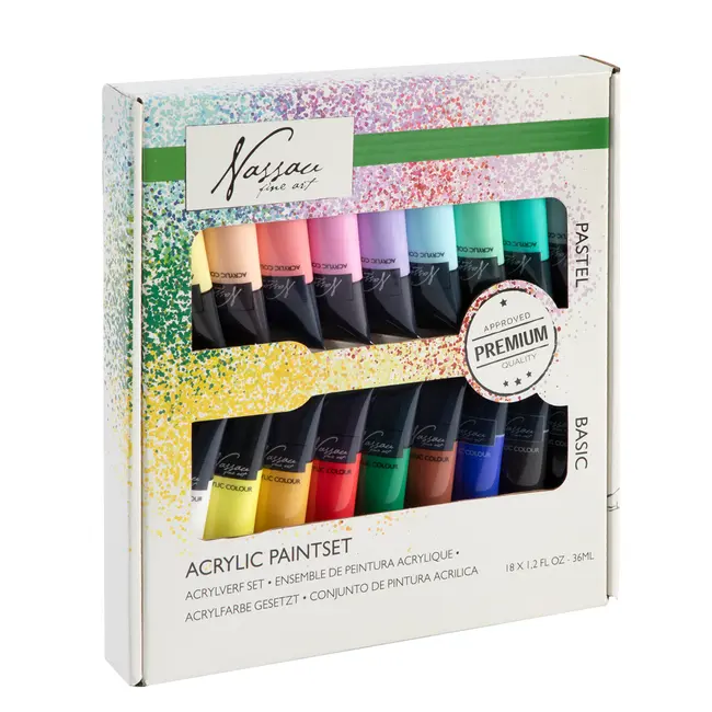 Set culori acrilice mix Creative Craft Fine Art, 18 culori x 36 ml BPTCJK109326