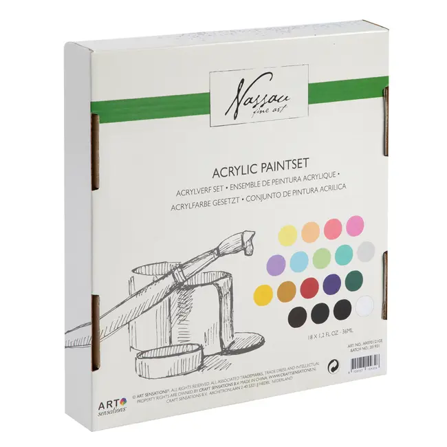 Set culori acrilice mix Creative Craft Fine Art, 18 culori x 36 ml BPTCJK109326