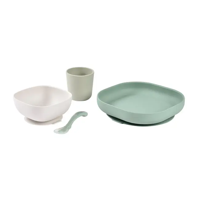Set de masa silicon Beaba 4 piese Sage Green