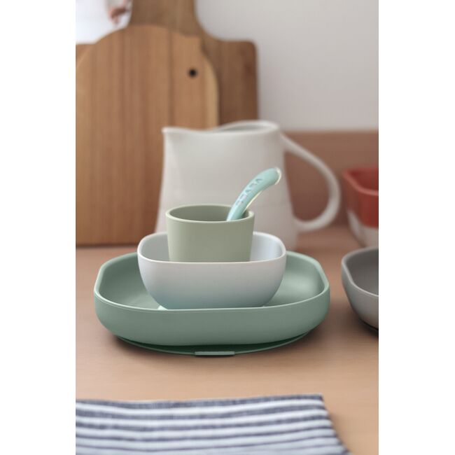 Set de masa silicon Beaba 4 piese Sage Green