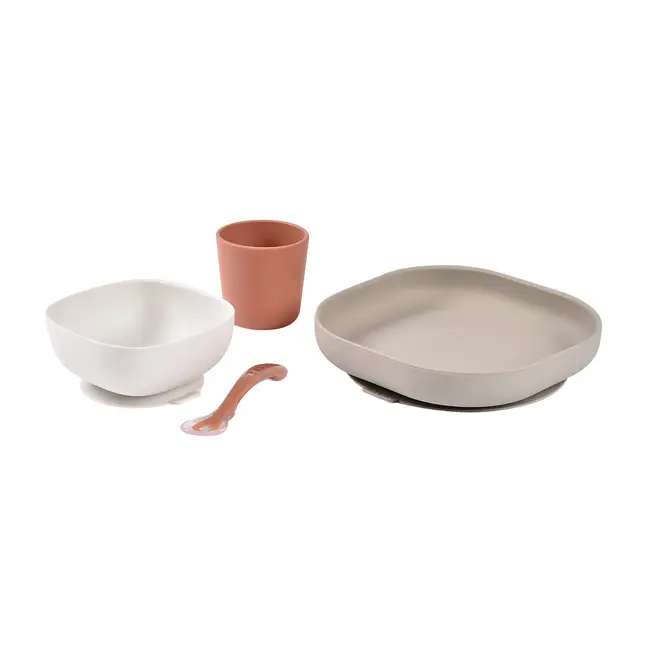 Set de masa silicon Beaba 4 piese Terracotta