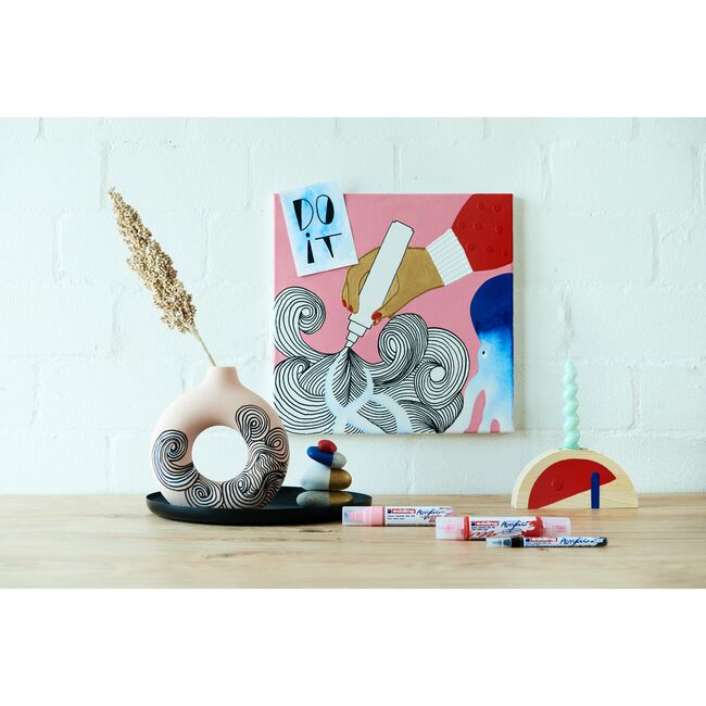 Set markere acrilice Edding 5100, varf 2-3 mm, culori pastel, 5 bucati/set BPTCED510059