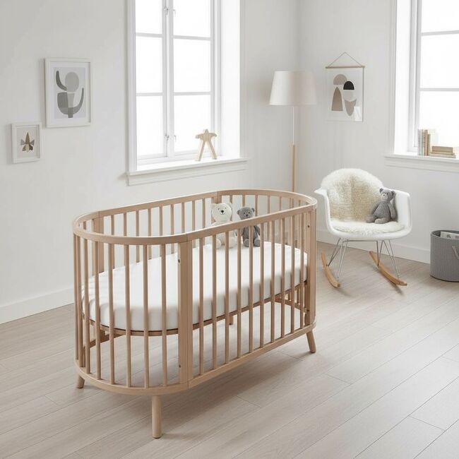 Saltea ovala pat copii SafeNest Deluxe husa Jacquard 124 x 68 x 10 cm - ASC6427968004576