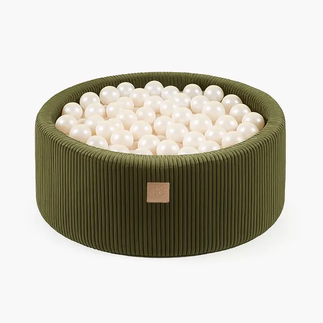 Piscina Uscata Cu 200 De Bile 7cm Meowbaby   Aesthetic, 90x30 Cm, Premium Velur Reiat   Corduroy Khaki Pjbbsakh9001