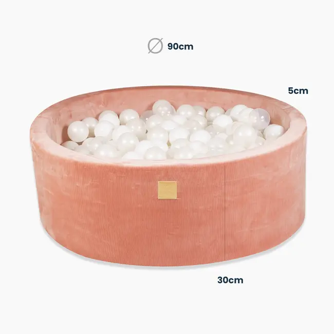 Piscina Uscata Cu 200 De Bile 7cm Meowbaby   Aesthetic, 90x30 Cm, Premium Velur Reiat   Corduroy Roz Pjbbsar9002