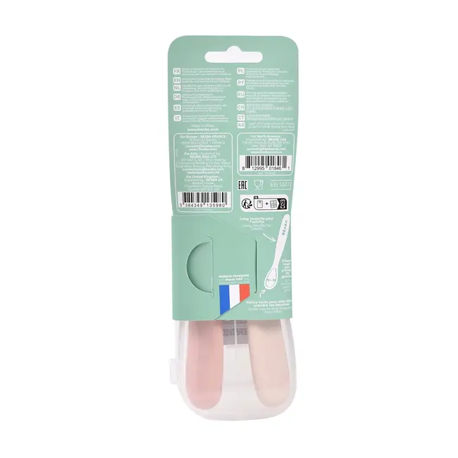 Set 2 lingurite silicon +4 luni Beaba Cotton