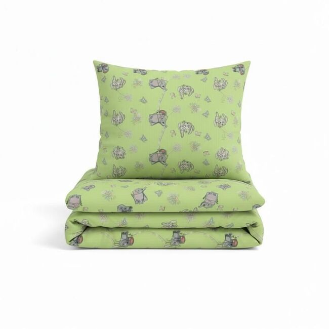 Set pilota si perna din bumbac ranforce cu Iepurasi pentru pat 2-8 / 2-12 ani - ASC6427968007485
