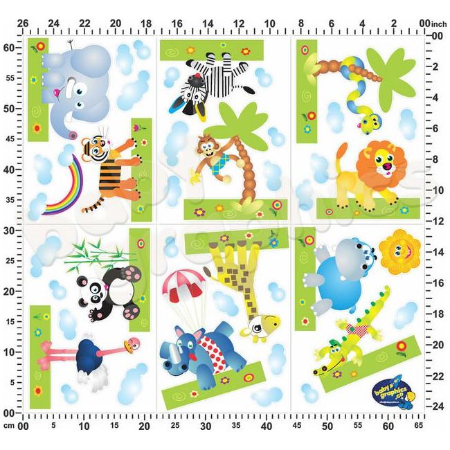 Sticker perete Animale Salbatice Modulare -  BBG002