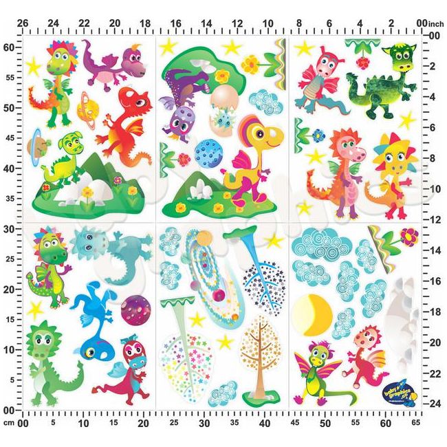Sticker perete Dragoni veseli -  BBG005