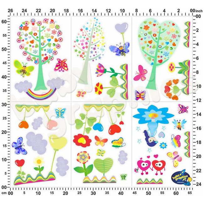 Sticker perete Flori si copacei -  BBG007