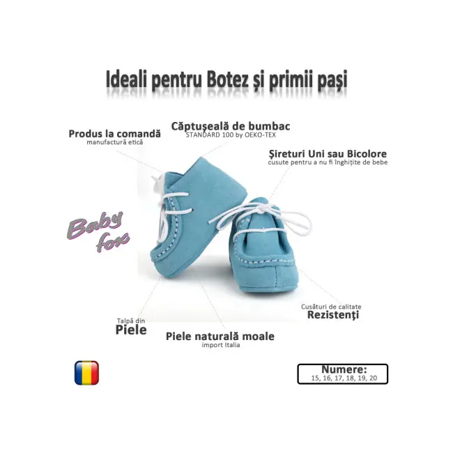 Botosei Mocasini (Marime: 17, Culoare nappa: blu)