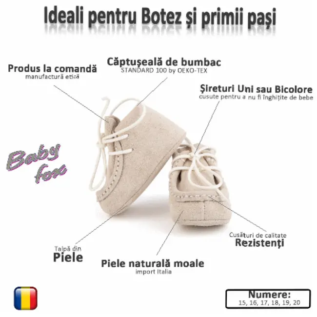 Botosei Mocasini (Marime: 21, Culoare nappa: Ivory) BFOX10312_ivory_21