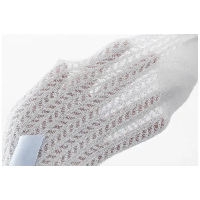 Sosete gri trei sferturi cu model din tesatura si fundita din satin mbs01-5-c2