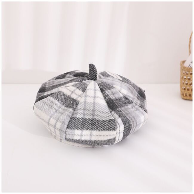 Bereta in carouri gri pentru fetite cochete mdht2023-59-3-1-ca1