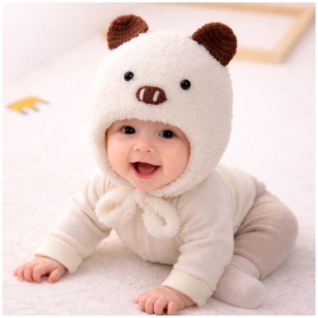 Caciulita alba pentru bebelusi - teddy mbwht105-3-sa8