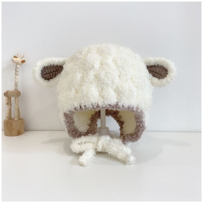 Caciulita alba pentru bebelusi cu urechiuse - happy mdht2023-21-1-ca5