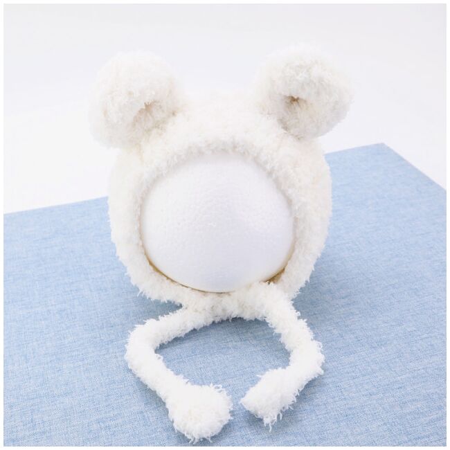 Caciulita alba pentru bebelusi cu urechiuse mbwht75-1-sa8