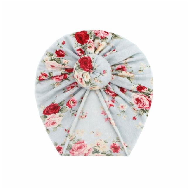 Caciulita bleu cu imprimeu inflorat tip turban mdx-20158-6