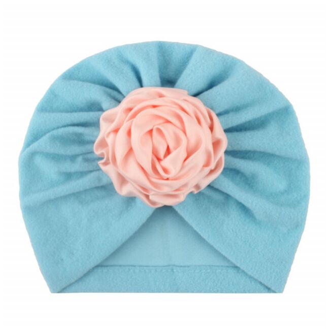 Caciulita bleu tip turban cu floare din saten aplicata mdx-19100-1-ct8