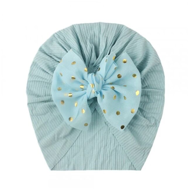 Caciulita bleu tip turban cu fundita din tulle aplicata mbx-21005-2-cd