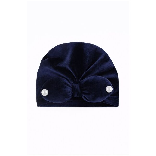 Caciulita bleumarin tip turban din catifea cu perlute mdx-19088-3