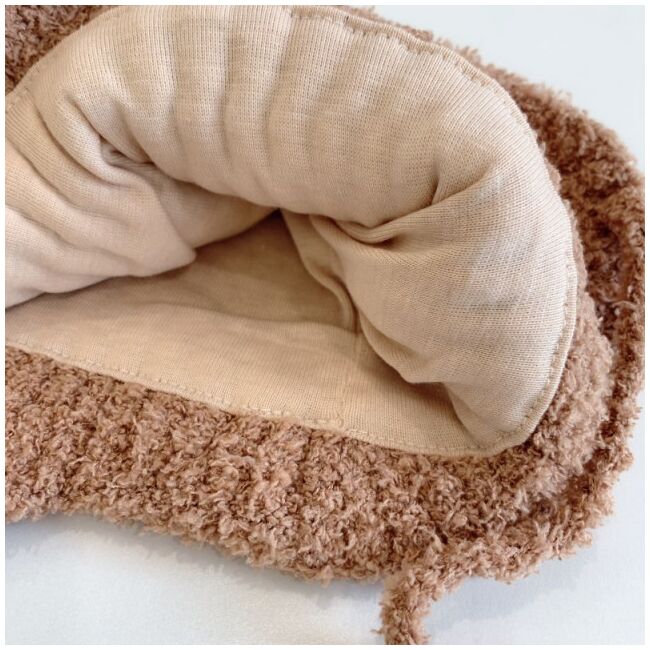 Caciulita crem cu maro pentru bebelusi - animalut dragalas liht2023-52-2-ca4