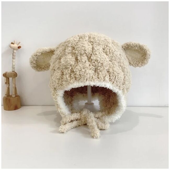 Caciulita crem pentru bebelusi cu urechiuse - happy mdht2023-21-4-ca5