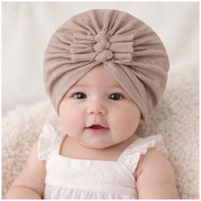 Caciulita crem tip turban cu trei fundite mbx-21021-7