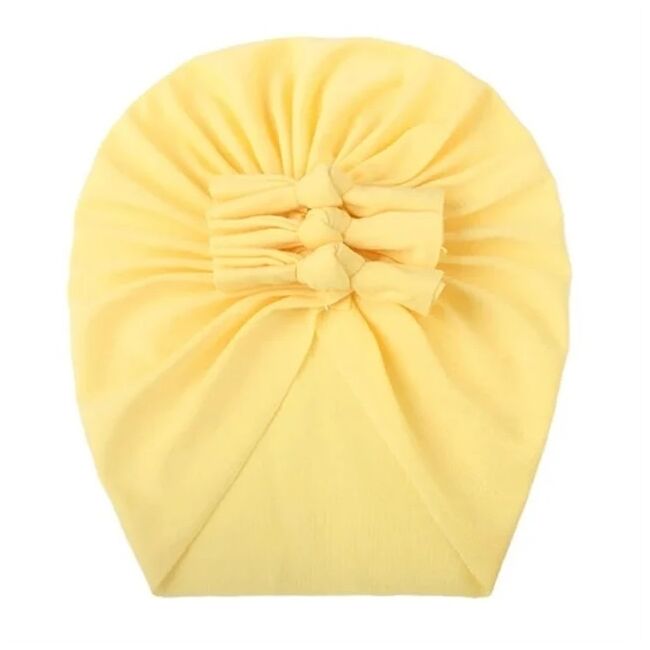 Caciulita galbena tip turban cu trei fundite mbx-21021-3