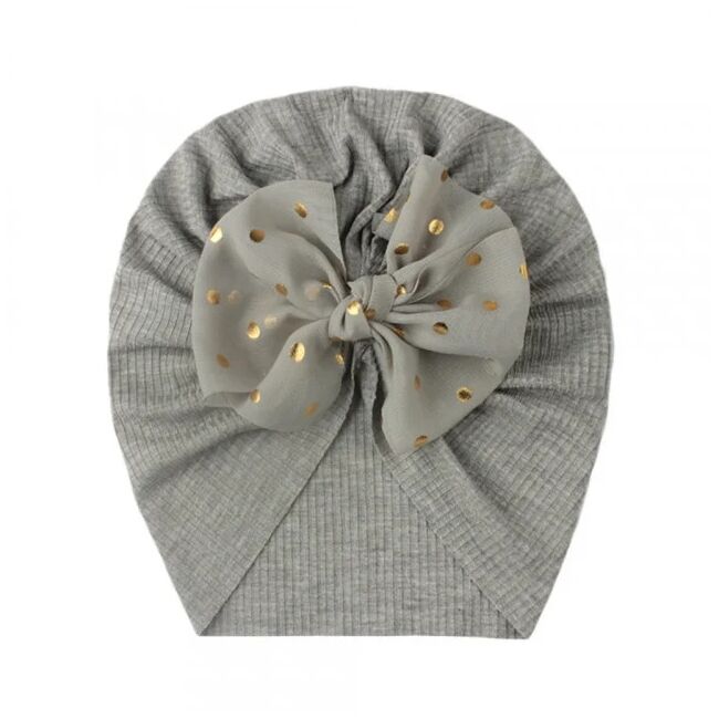 Caciulita gri tip turban cu fundita din tulle aplicata mbx-21005-3-cd