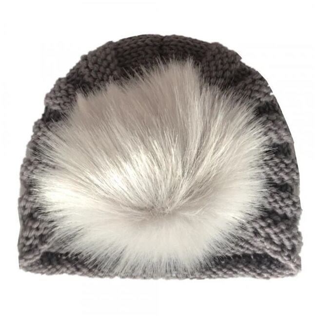 Caciulita gri tip turban cu pufulet mbx-18138-2-sa1